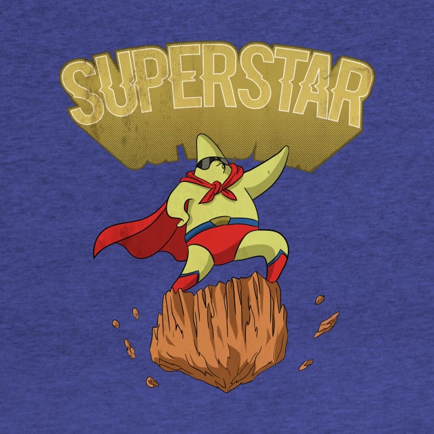 Superstar Yellow Star Superhero on a Rock by Freid